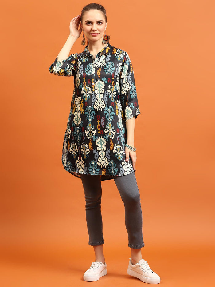 Women Multicolor Aztec Printed Kurti.