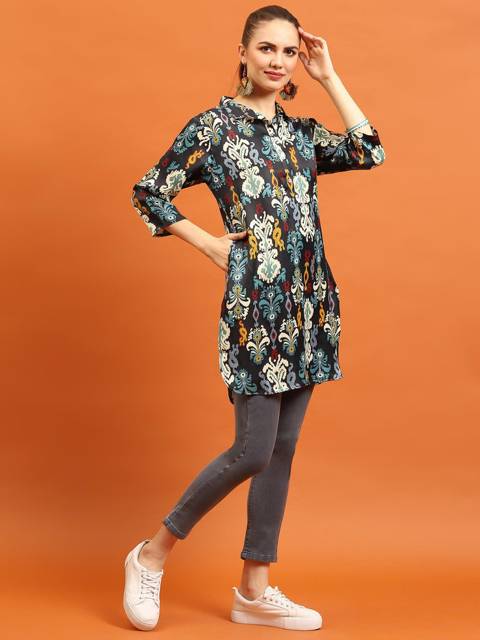 Women Multicolor Aztec Printed Kurti.