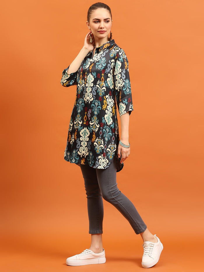 Women Multicolor Aztec Printed Kurti.