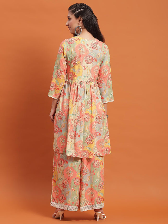 Women Multicolor Floral Print Co-Ord Set.