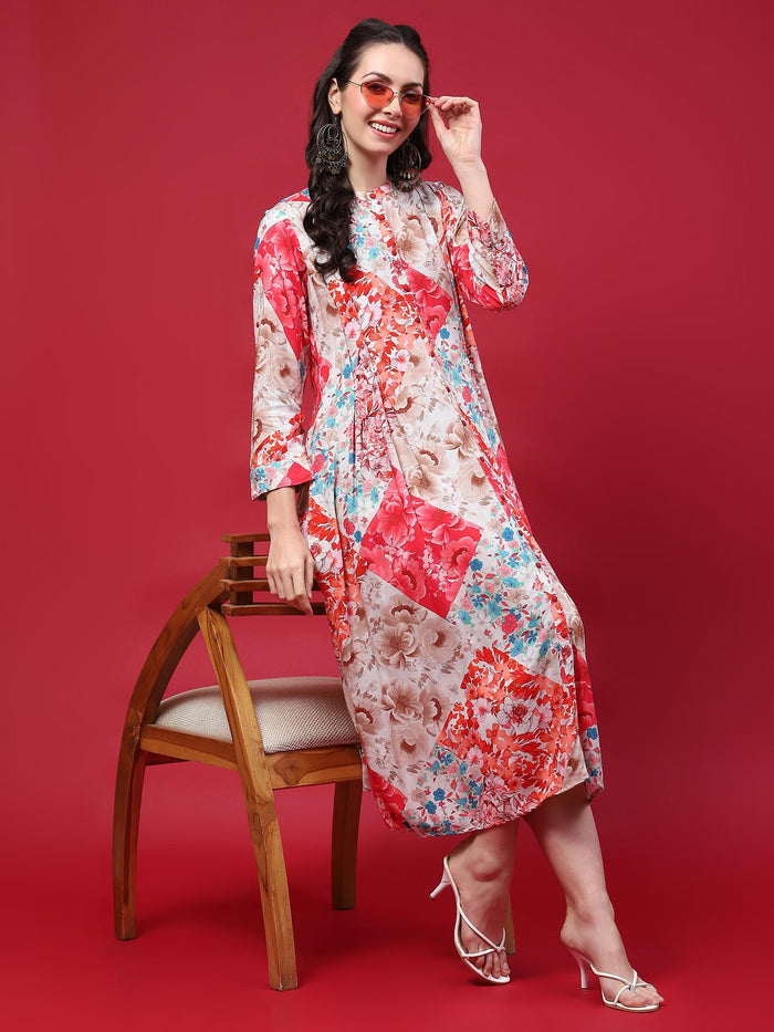 Women Multicolor Floral Printed Dress.
