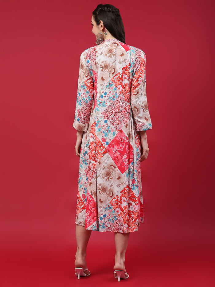 Women Multicolor Floral Printed Dress.