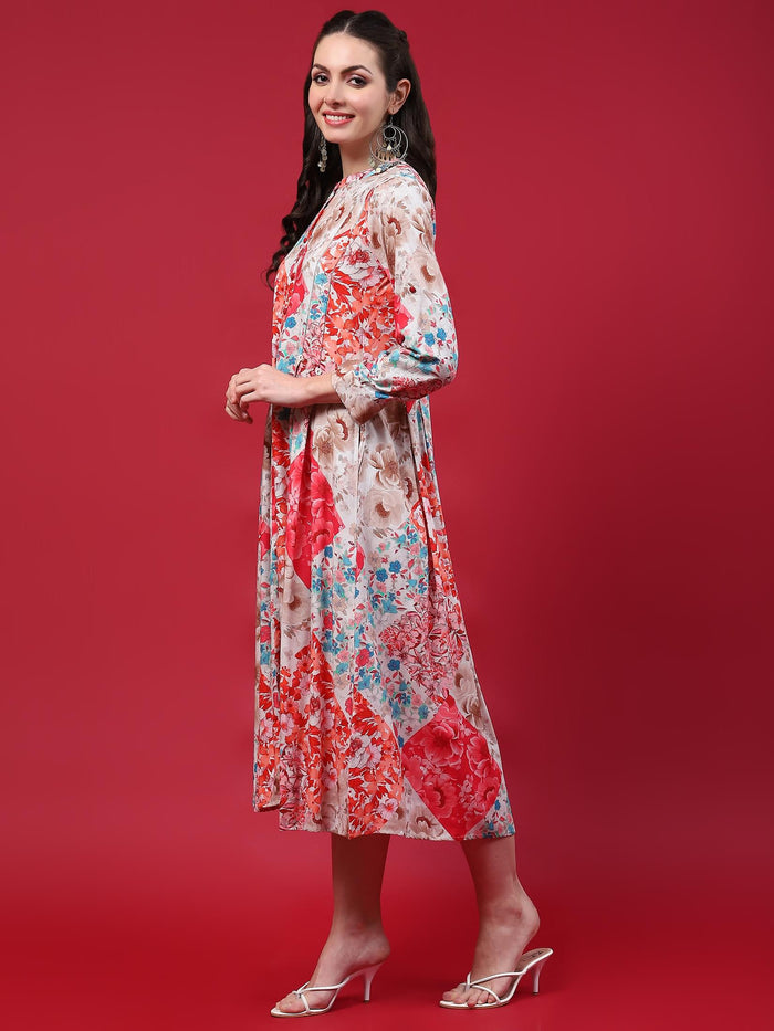 Women Multicolor Floral Printed Dress.