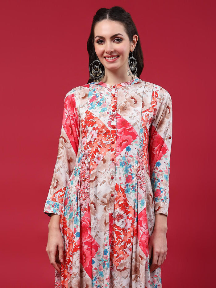 Women Multicolor Floral Printed Dress.
