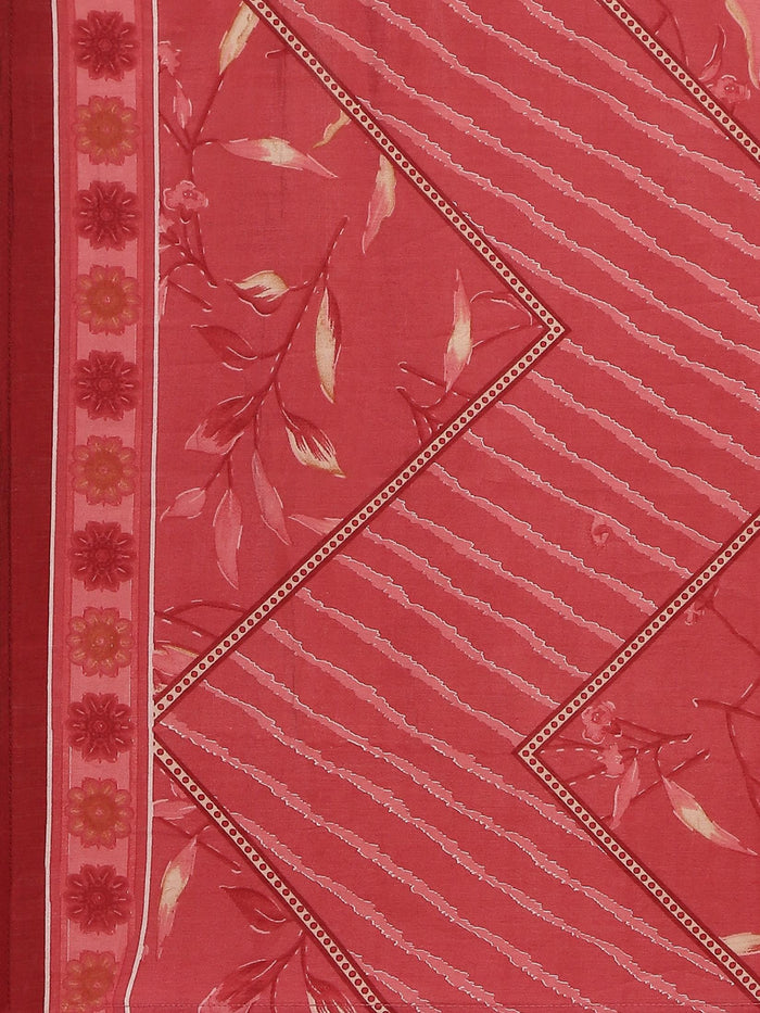 Women Muslin Maroon Floral Print Kurta Comfort Pant Dupatta.