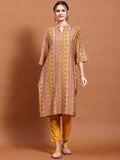 Women Mustard Aztec Print Kurta.
