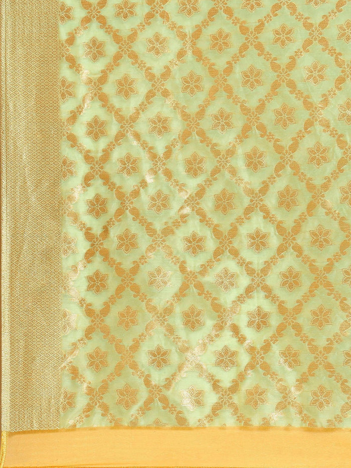 Women Mustard Embroidered Kurta Trouser Dupatta.