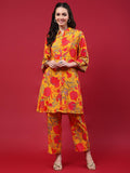 Women Mustard Floral Printed Co-Ord Set.