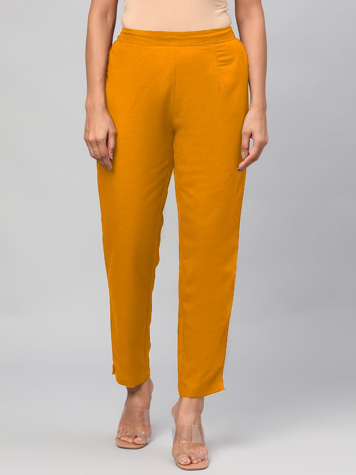 Women Mustard Solid Trouser.