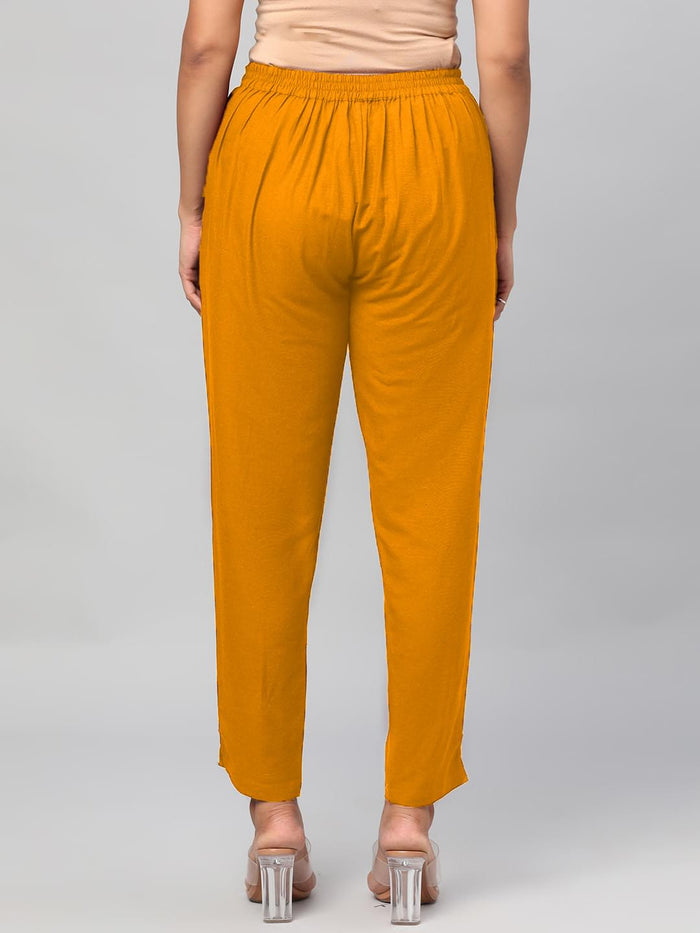 Women Mustard Solid Trouser.