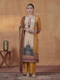 Women Natural Crepe Mustard Printed Kurta Comfort Pant Dupatta.