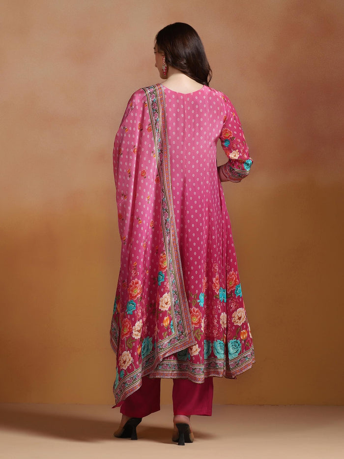 Women Natural Crepe Mustard Printed Kurta Comfort Pant With Dupatta.