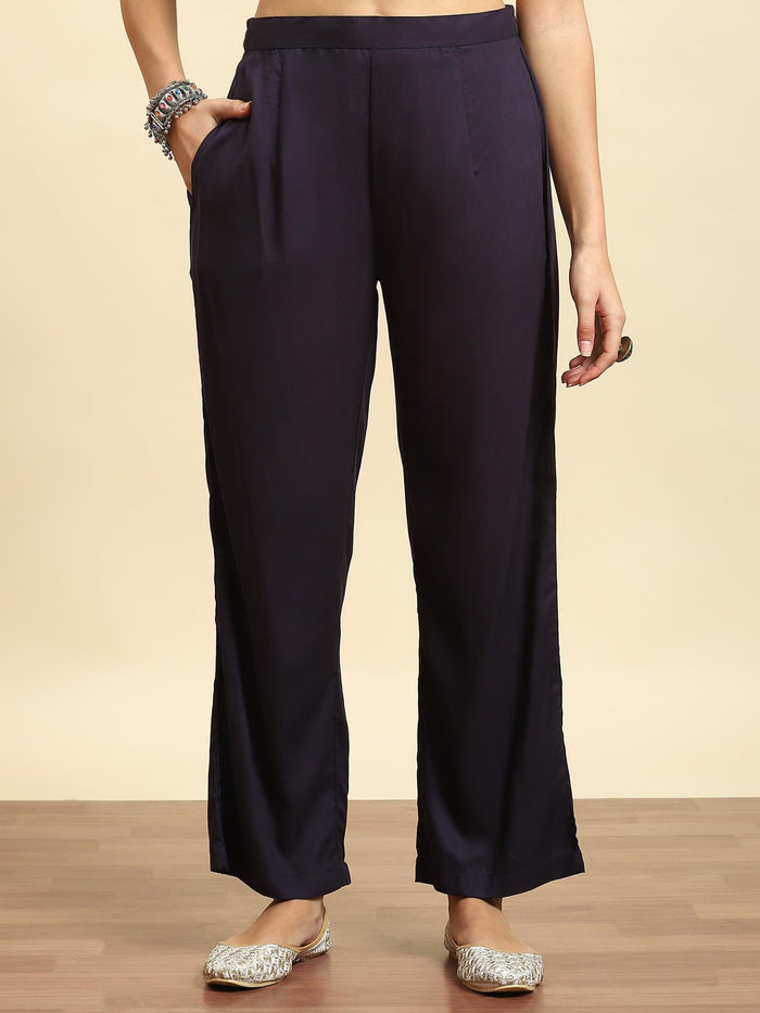 Women Navy Blue Floral Printed Kurta Comfort Pant Dupatta.
