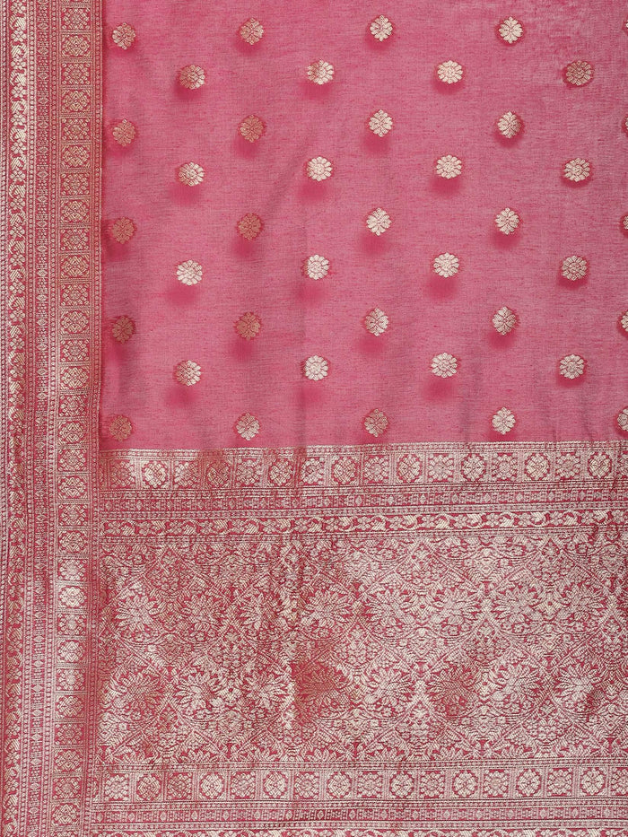 Women Navy Blue Woven Kurta Trouser Dupatta.