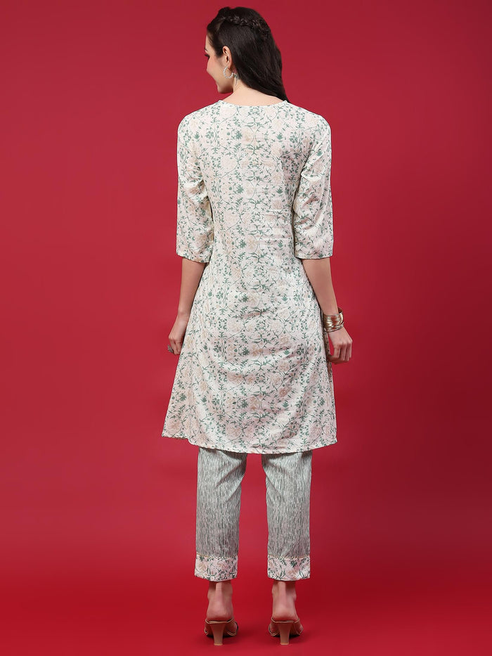 Women Off White Abstract Printed Co-Ord Set.