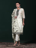 Women Off White Embroidered Kurta Comfort Pant Dupatta.