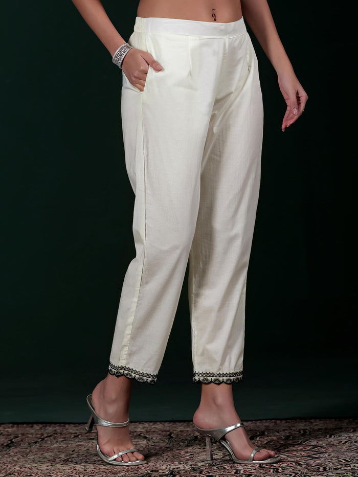 Women Off White Embroidered Kurta Comfort Pant Dupatta.