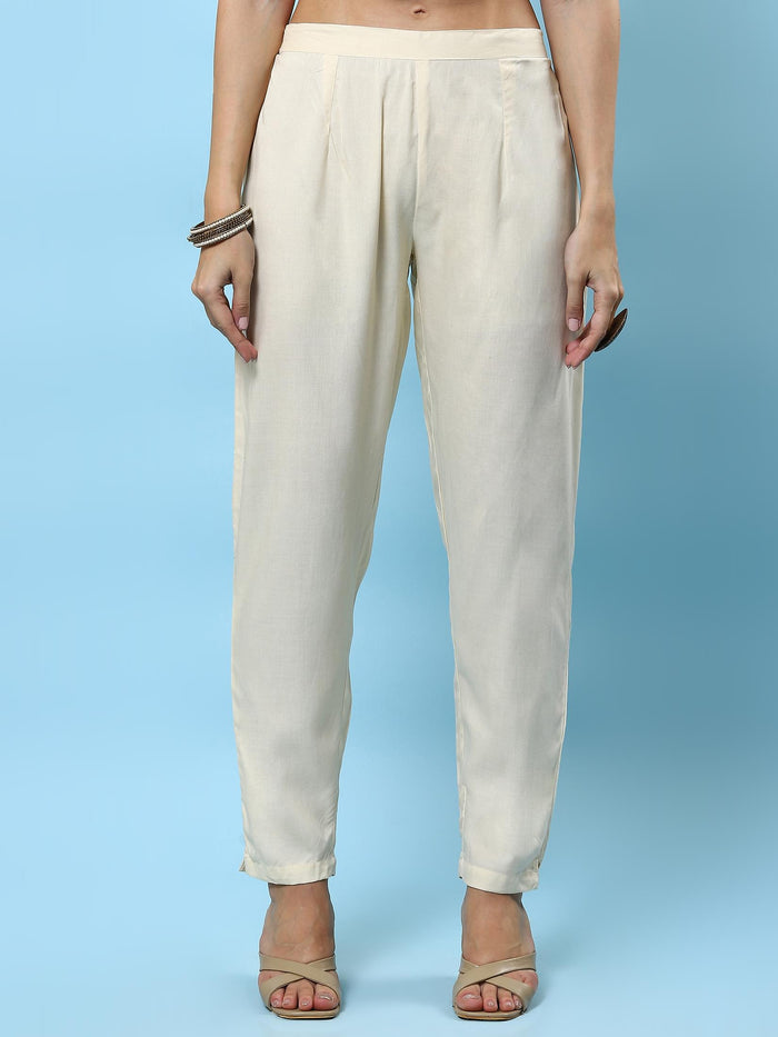 Women Off White Embroidered Kurta Trouser Dupatta.