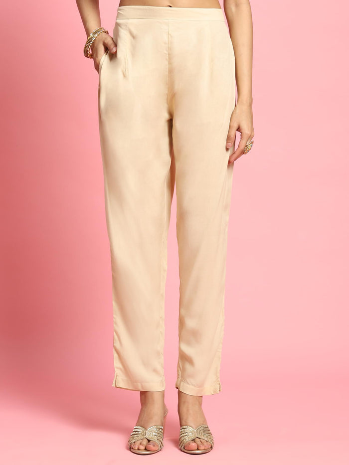 Women Off White Embroidered Kurta Trouser Dupatta.