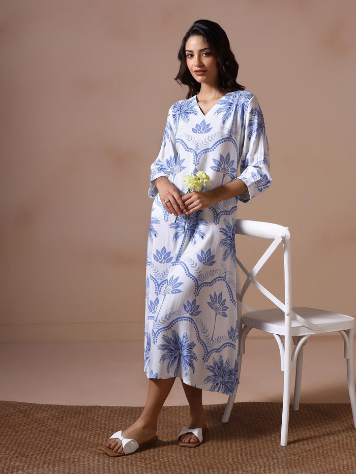 Women Off White Liva Printed Dress.