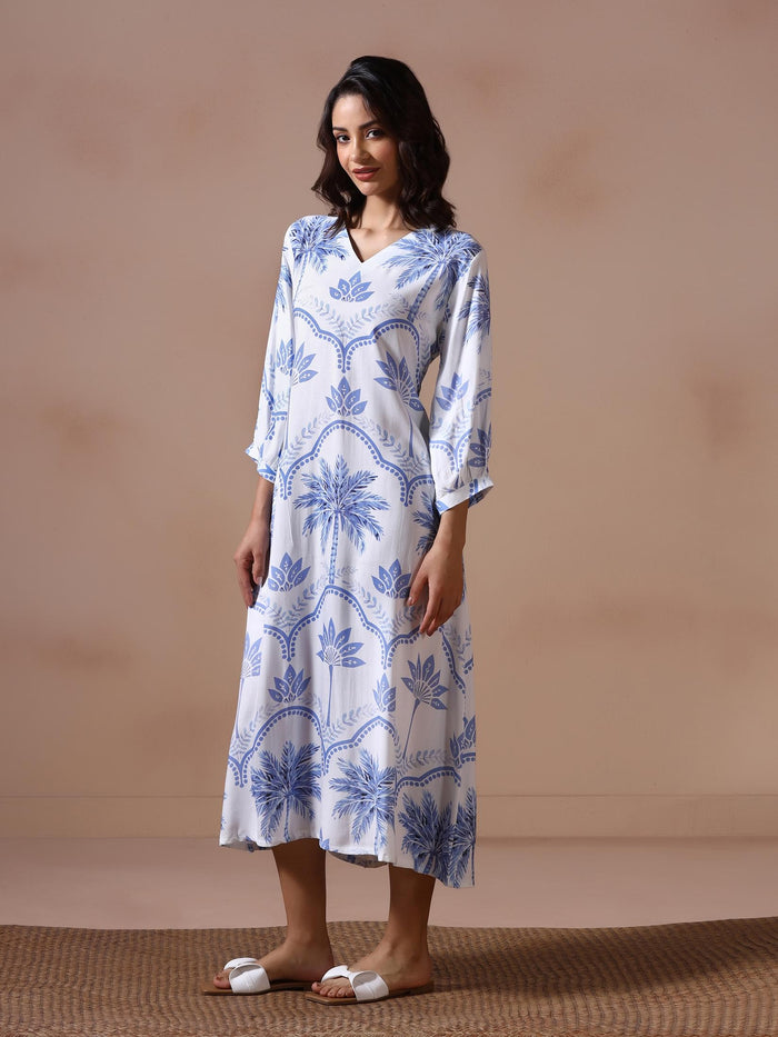 Women Off White Liva Printed Dress.