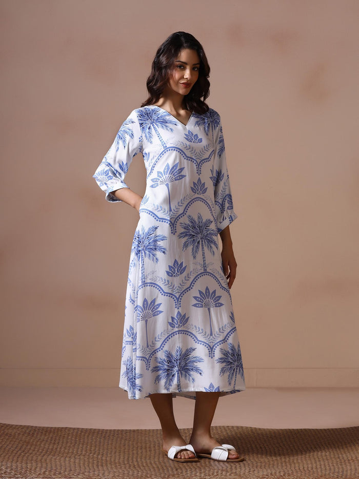 Women Off White Liva Printed Dress.