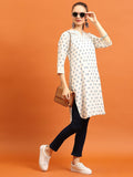 Women Off White Ornamental Printed Kurti.