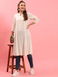 Women Off White Solid Kurta.