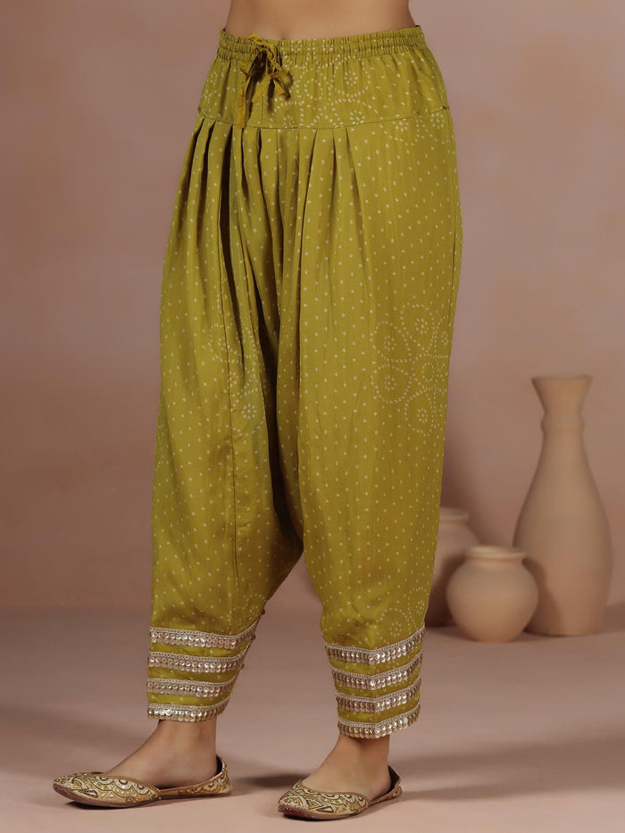 Women Organza Jacquard Pink Bandhani Print Kurta Salwar Dupatta.