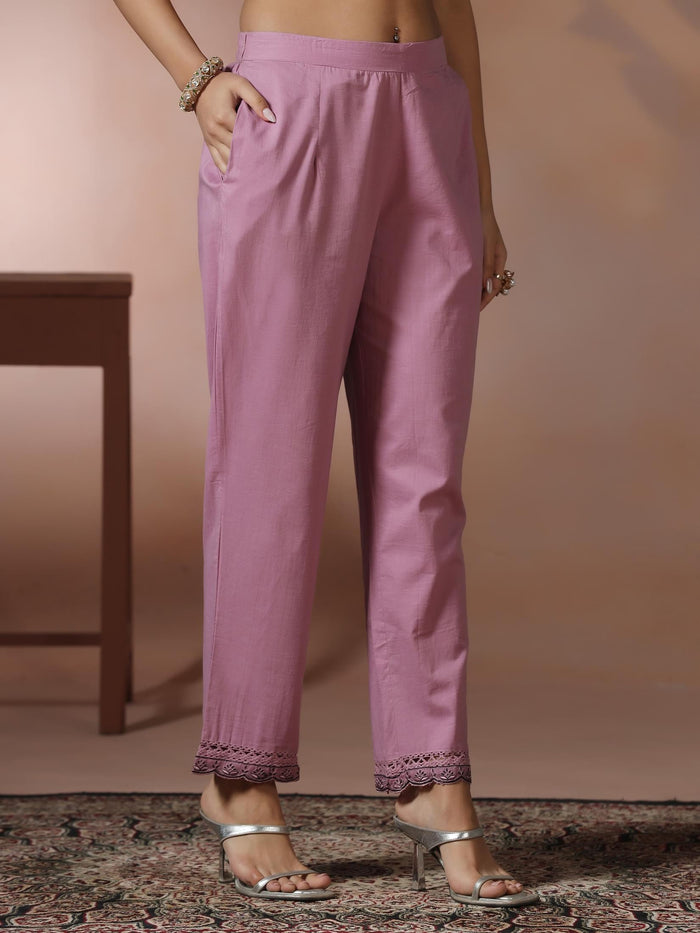 Women Organza Lilac Embroidered Kurta Comfort Pant Dupatta.