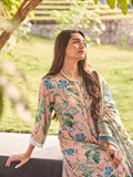 Women Peach Multi Liva Rayon Kurta Comfort Pant Dupatta.