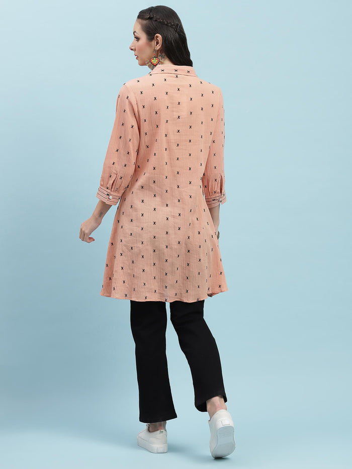 Women Peach Solid Tunic.