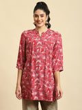 Women Pink Abstract Print Tunic.