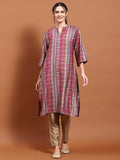 Women Pink Aztec Print Kurta.