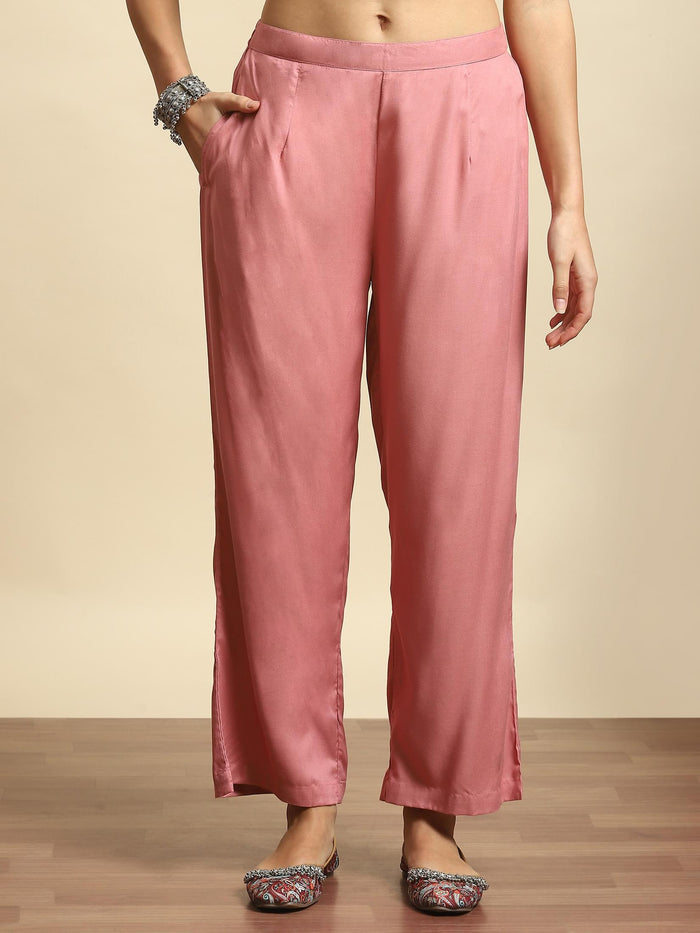 Women Pink Floral Kurta Comfort Pant Dupatta.