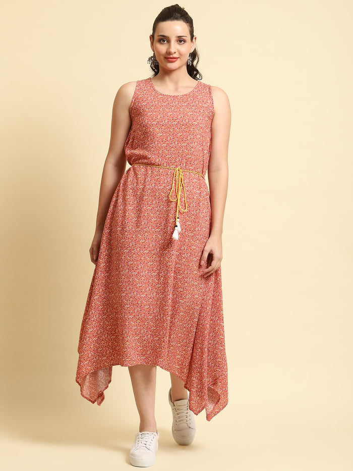 Women Pink Floral Printed Dress.