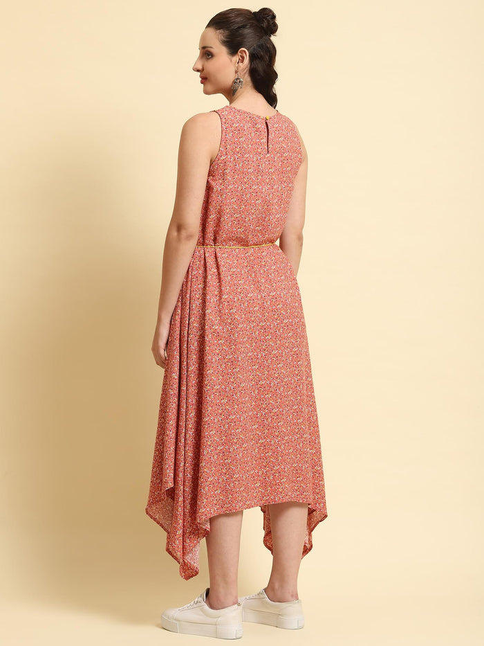 Women Pink Floral Printed Dress.