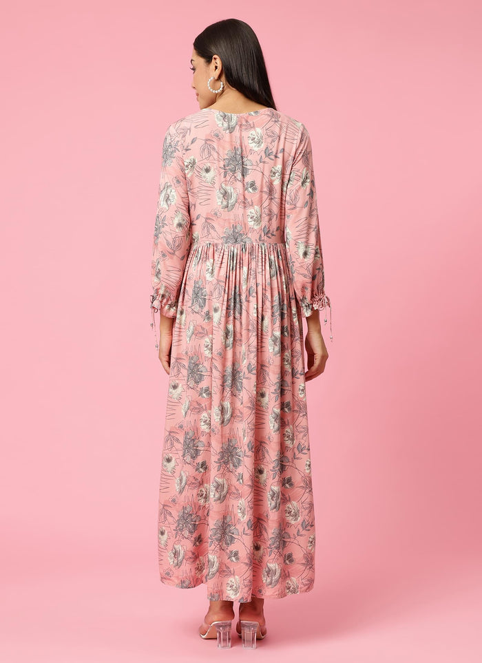 Women Pink Floral Printed Dress.