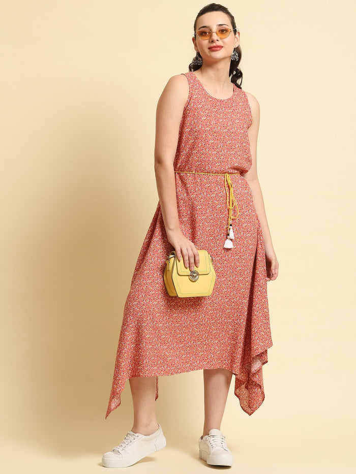 Women Pink Floral Printed Dress.