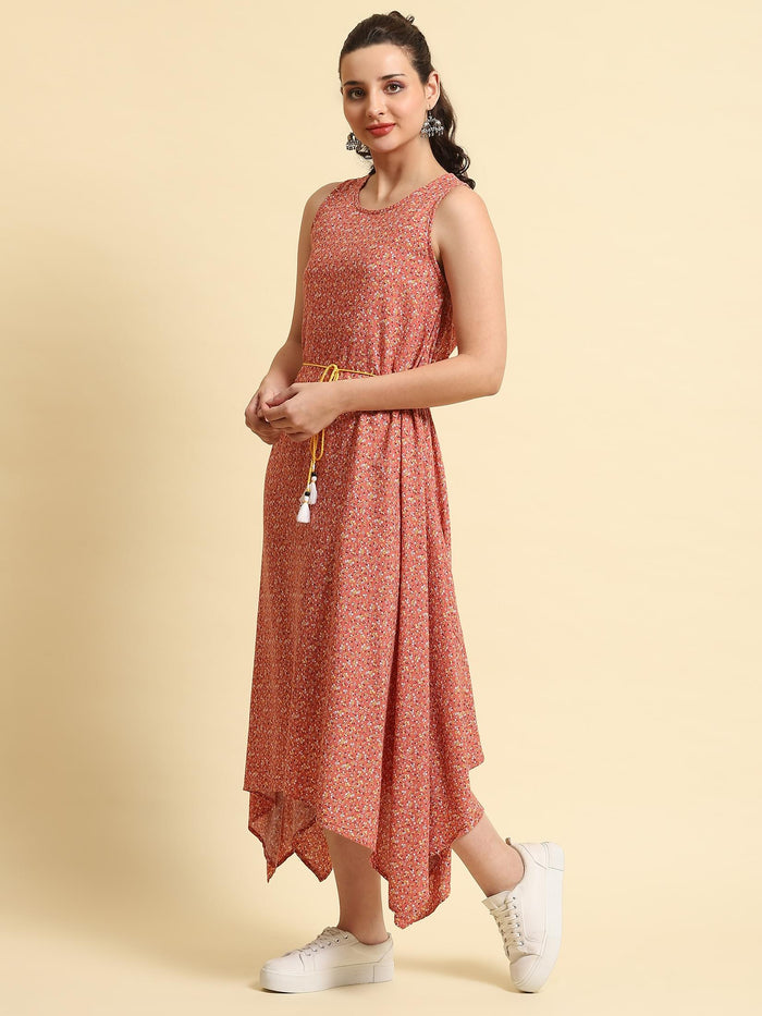 Women Pink Floral Printed Dress.