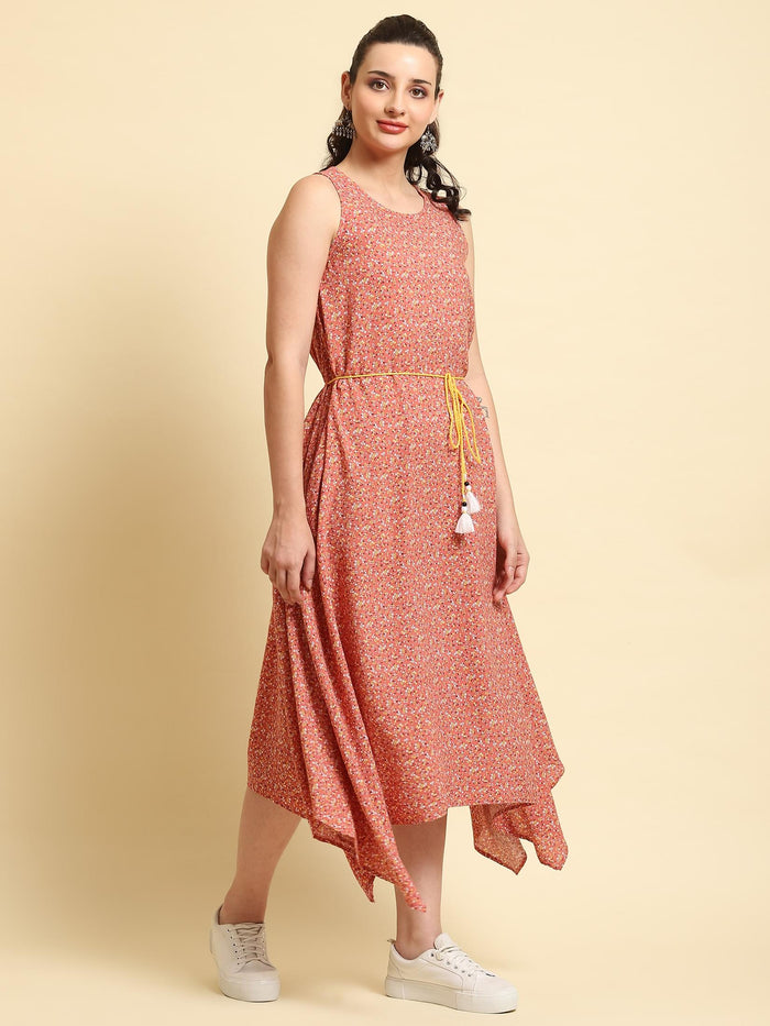 Women Pink Floral Printed Dress.