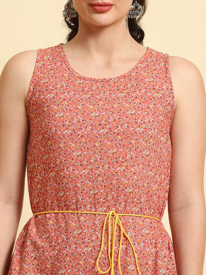 Women Pink Floral Printed Dress.