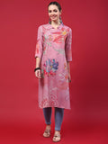 Women Pink Floral Printed Kurta.
