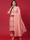 Women Pink Ornamental Printed Kurta Comfort Pant Dupatta.