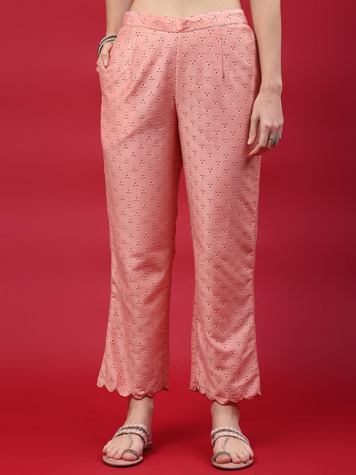Women Pink Ornamental Printed Kurta Comfort Pant Dupatta.
