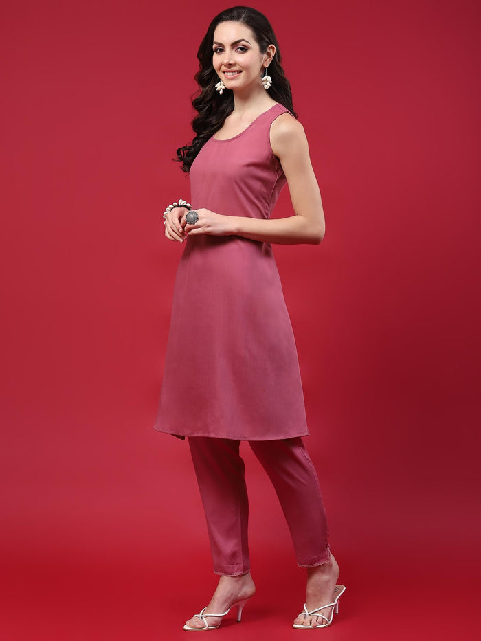 Women Pink Printed Kurta Comfort Pant Dupatta.