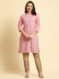 Women Pink Printed Kurta.