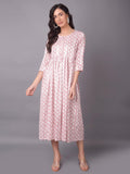 Women Pink Round Neck Dress.