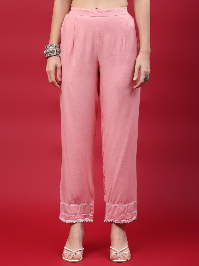 Women Pink Solid Kurta Comfort Pant Dupatta.