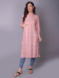 Women Pink Stripe Printed Kurta.